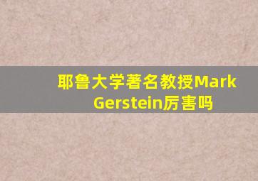 耶鲁大学著名教授Mark Gerstein厉害吗